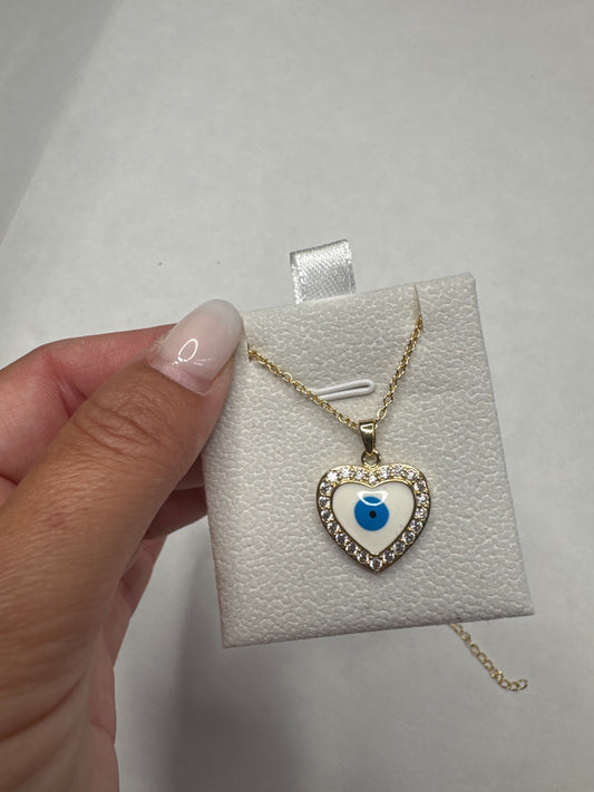 Heart evil eye necklace