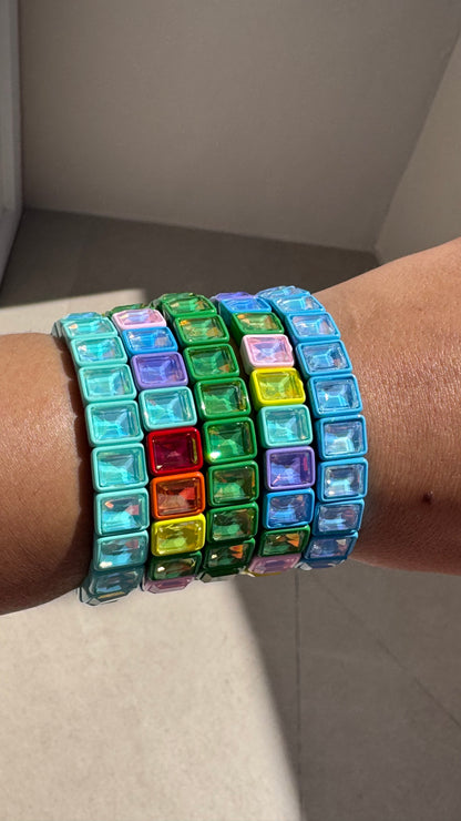 Square Crystal Bead Bracelets - various colours