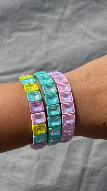 Square Crystal Bead Bracelets - various colours