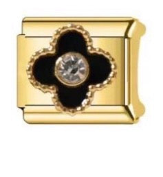 LEAF WITH DIAMONDS (VARIOUS COLOURS) - GOLD