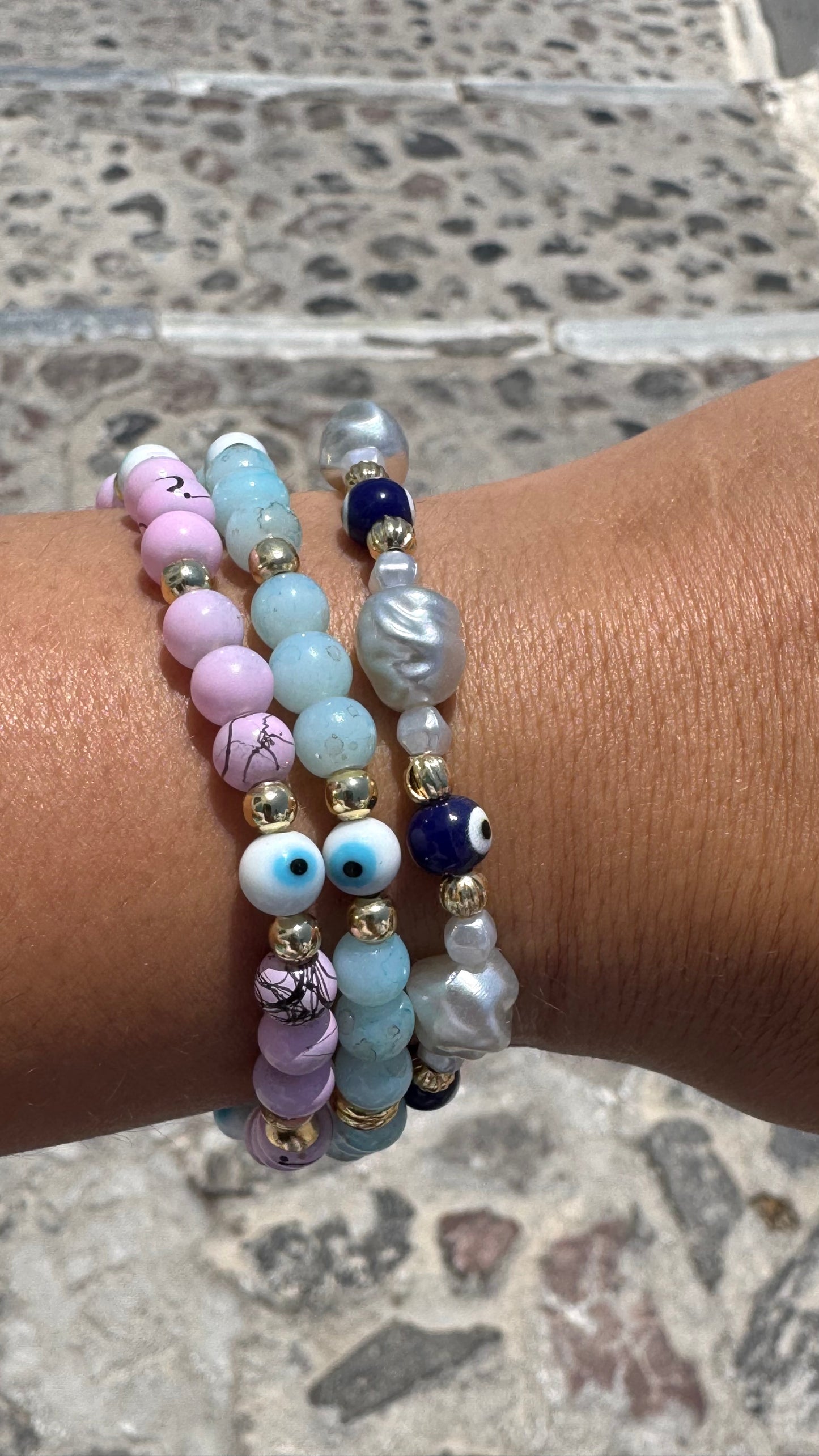 Santorini evil eye bracelets - 3 options