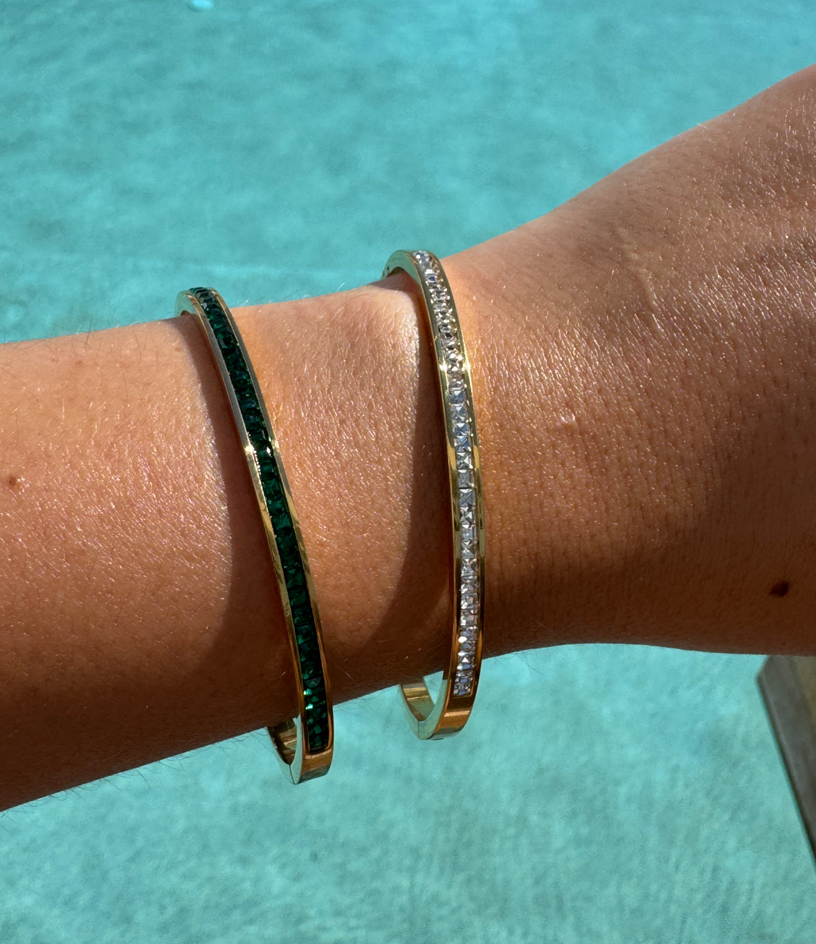 Thin Diamond Bangle - White or Green