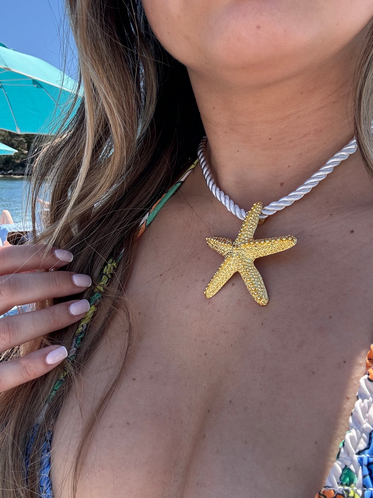 White Rope Starfish Necklace - Gold or Silver