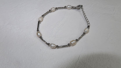 Freshwater Pearl Chain Bracelet - Gold or Silver