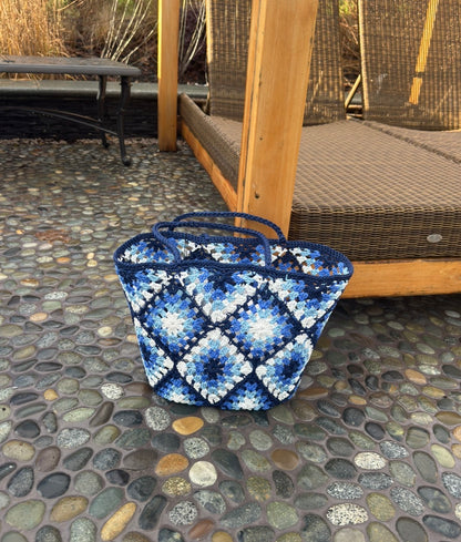 Crochet Tote Bag - Blue