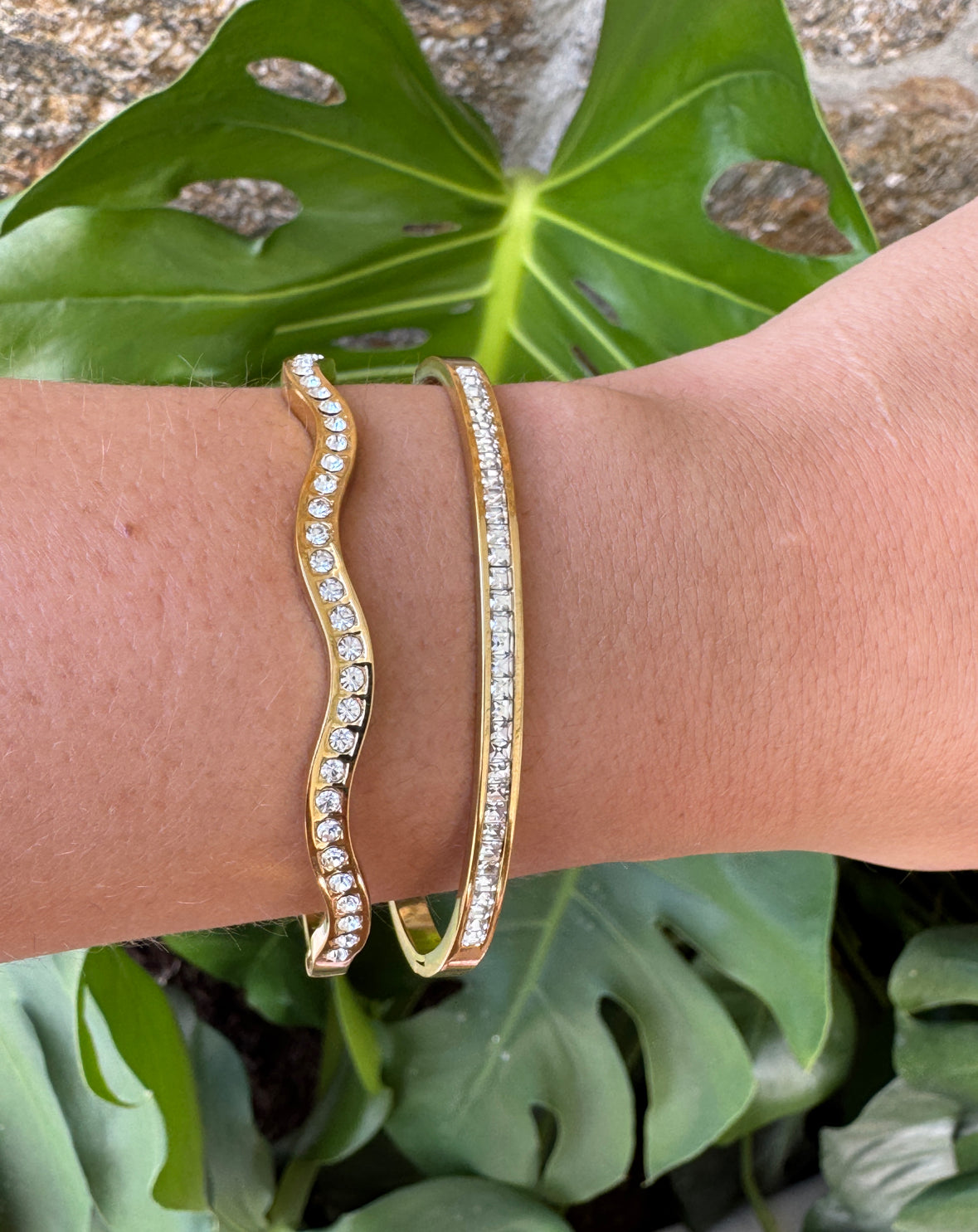 Gold Diamond Stacking Set x2 bangles