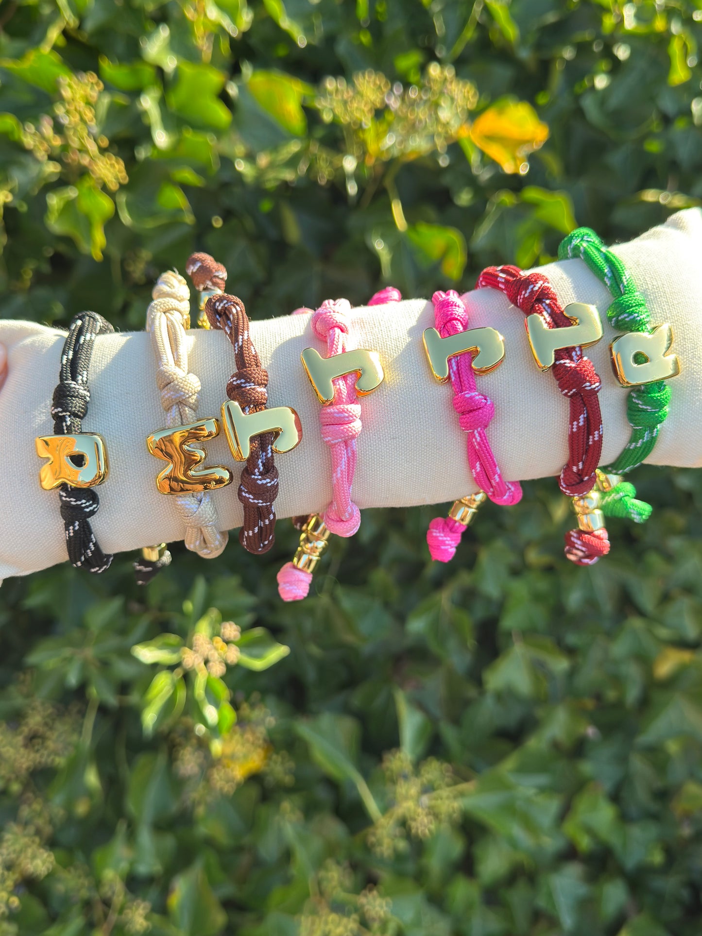 Initial Rope Bracelet - Various colours