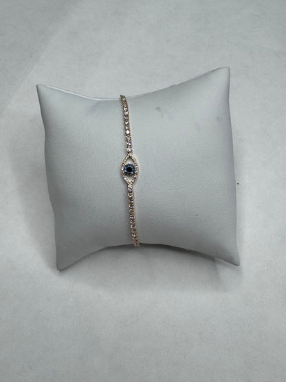 Diamond evil eye bracelet- gold