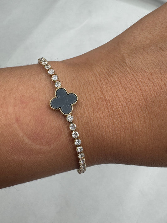 Black flower diamond bracelet
