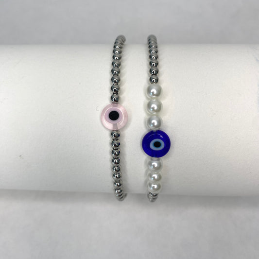 Pearl Evil Eye Beaded Bracelets - 2 options