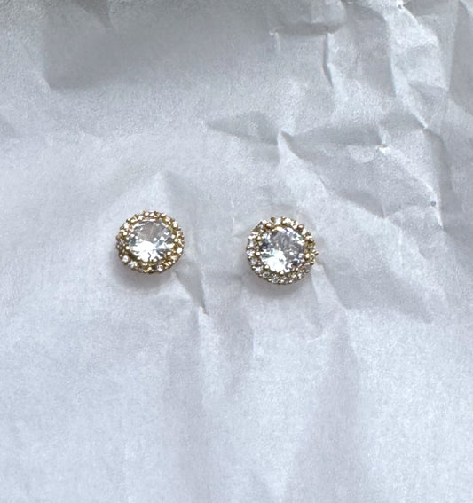 Circle Cubic Zirconia Gold Studs