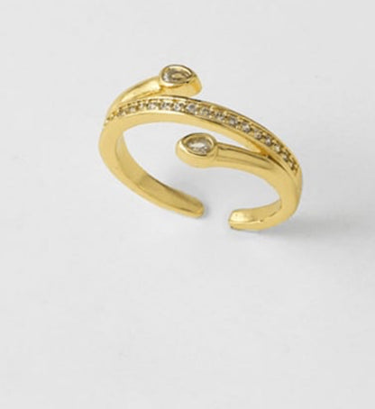 Stone Diamond Gold Adjustable Ring
