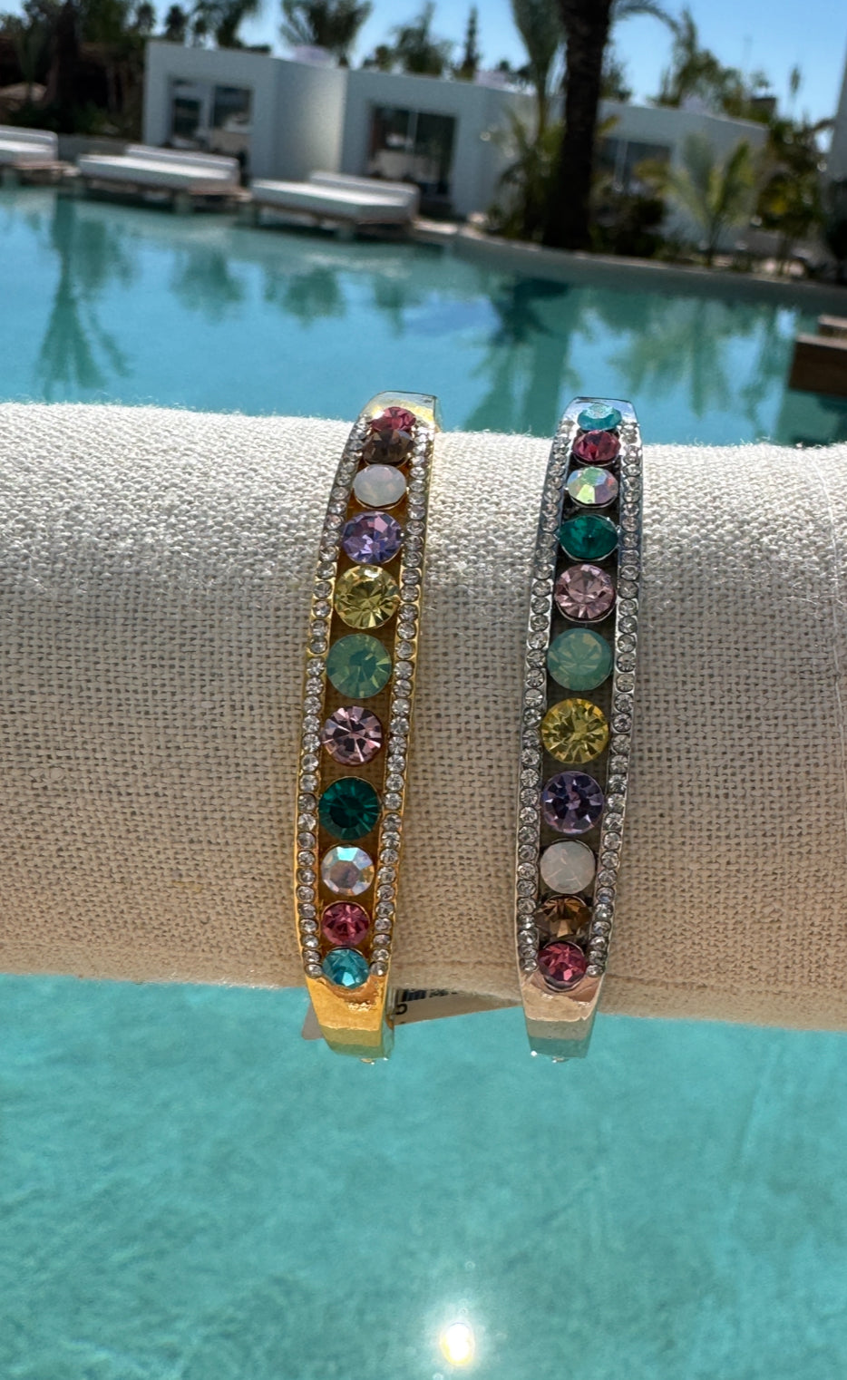 Rainbow Diamond Bangles - Gold or Silver