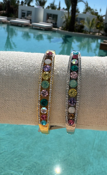 Rainbow Diamond Bangles - Gold or Silver