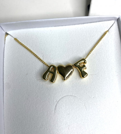 Italic Medium Plain Initial Letter Necklace - GOLD (4 letters included)