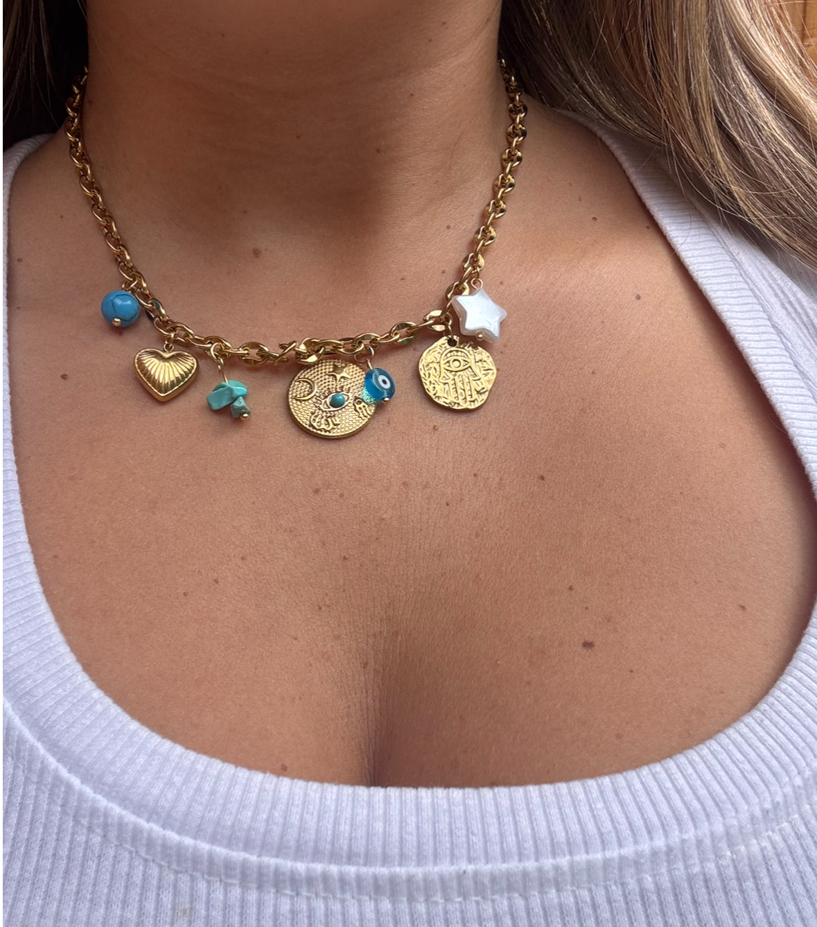 Bohemian Evil Eye Charm Necklace