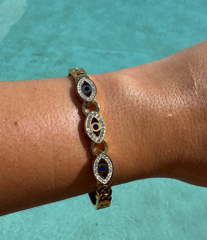 Triple Evil Eye Diamond Bangle