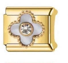 LEAF WITH DIAMONDS (VARIOUS COLOURS) - GOLD