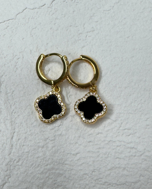 Leaf drop Earrings - Gold & Black