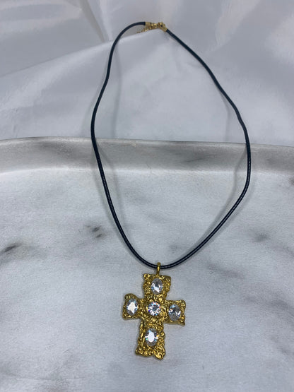 Gothic Gold Cross Necklace