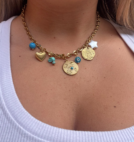 Bohemian Evil Eye Charm Necklace