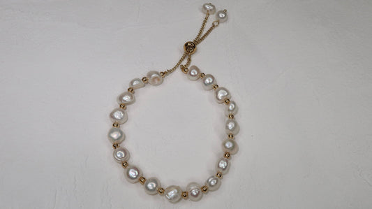 Gold Pearl Adjustable Bracelet