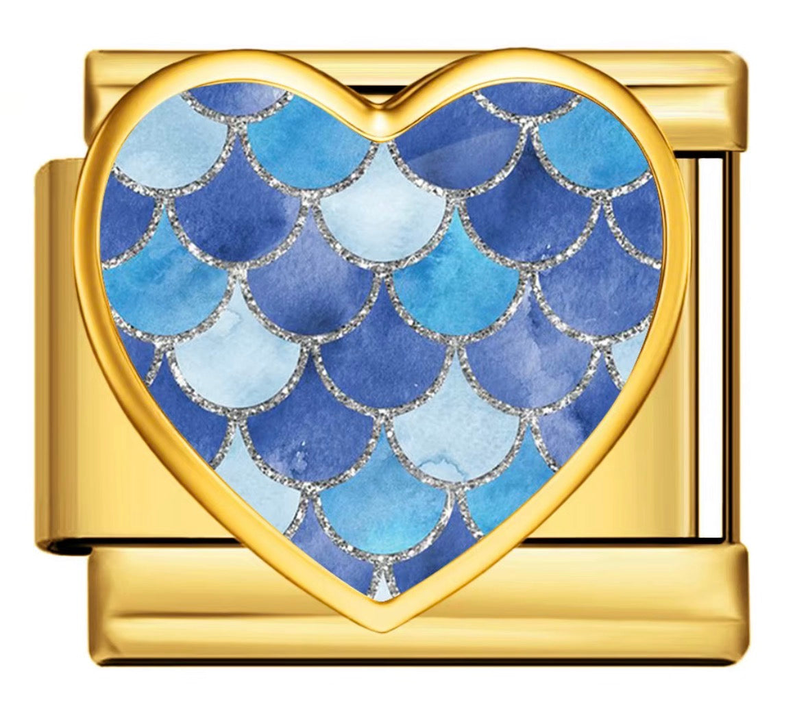BLUE MERMAID HEART - GOLD
