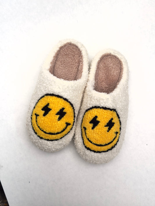 Yellow smiley face slippers