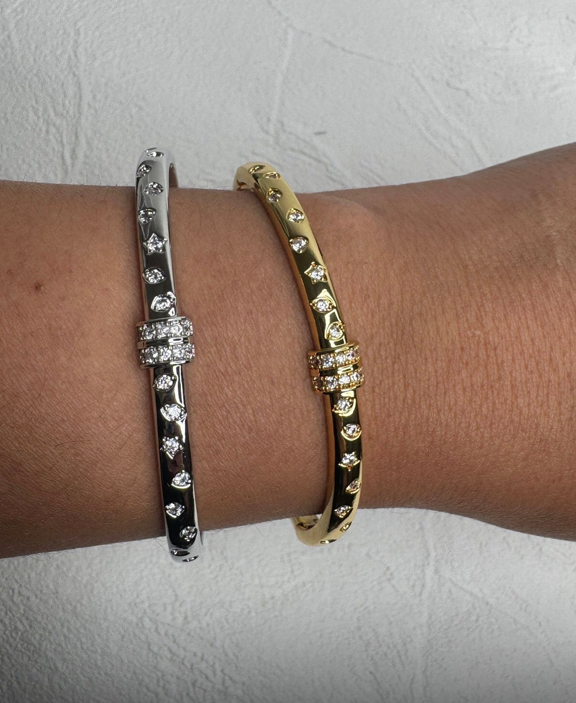 Square Diamond Bangle - Gold or Silver