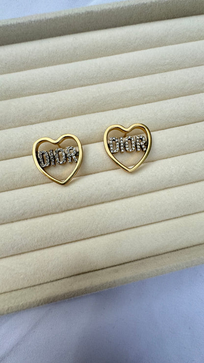 D Heart Studs