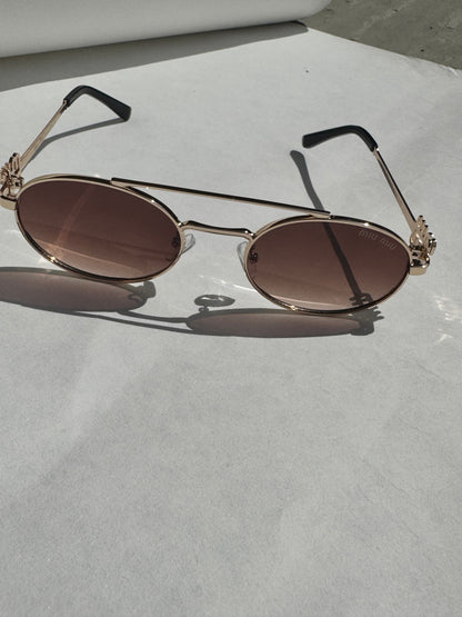 Mia Lens Round Aviator Sunglasses (black or tan colour)
