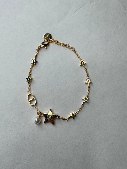 Ciara Gold Pearl & Star Bracelet (Matching necklace available)