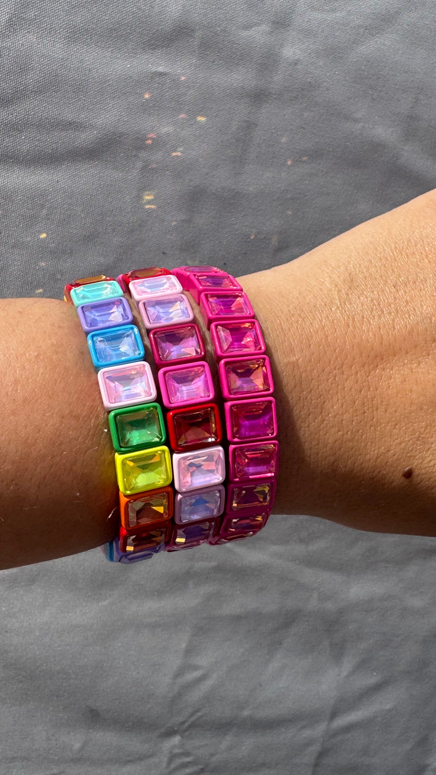 Square Crystal Bead Bracelets - various colours