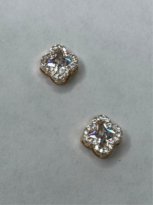 Diamond leaf studs - Gold & Silver