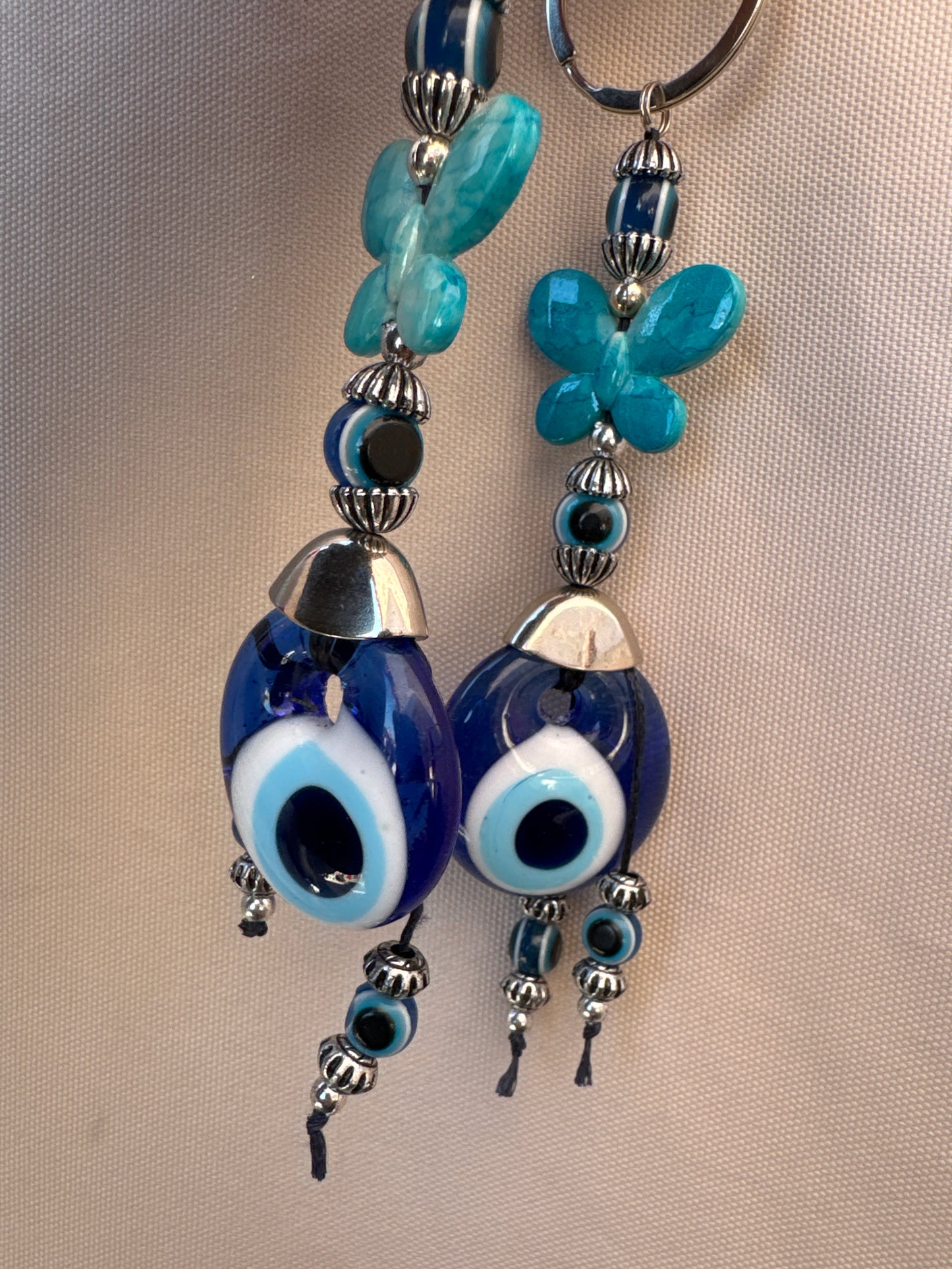 Evil eye butterfly keyring