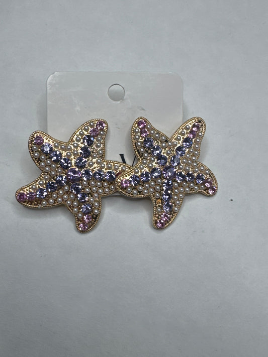Purple starfish earrings