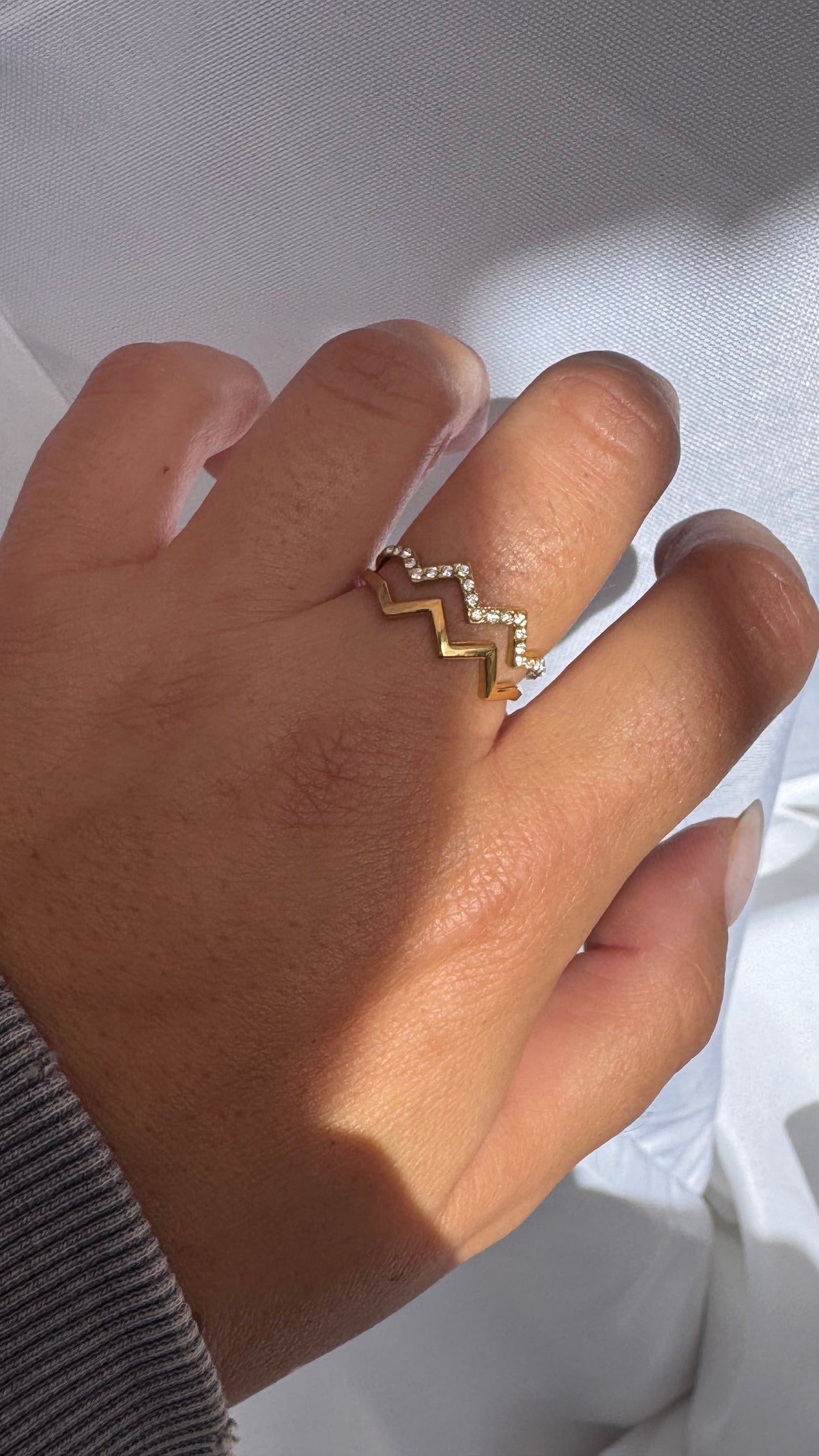 Double Zigzag Sparkle Ring