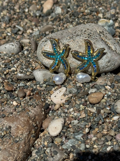 Pearl Star Drop Earrings