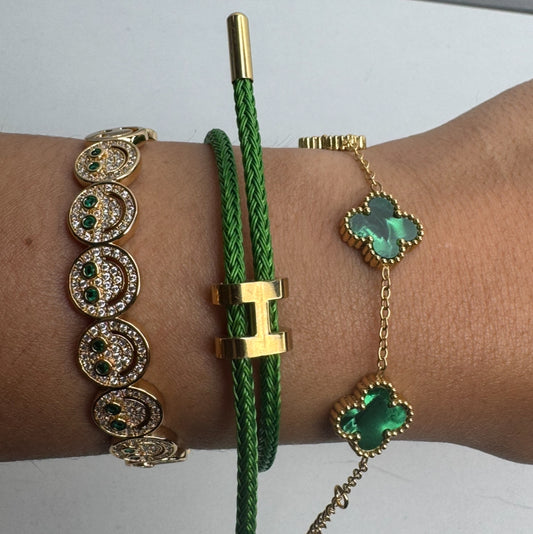 Forest Green Bracelet stack x3