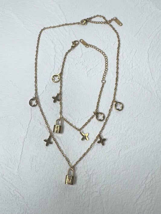 Padlock & Flower Gold Set