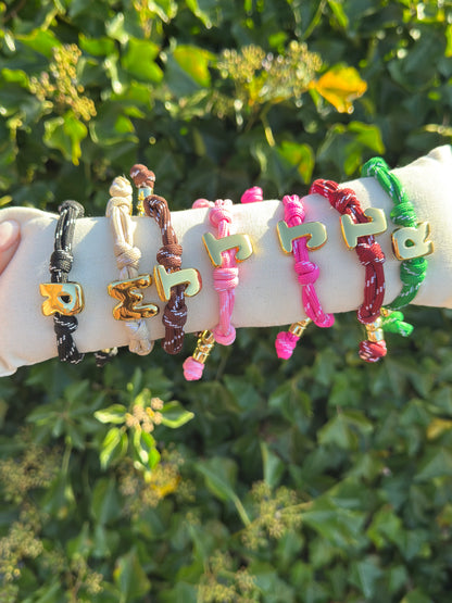 Initial Rope Bracelet - Various colours