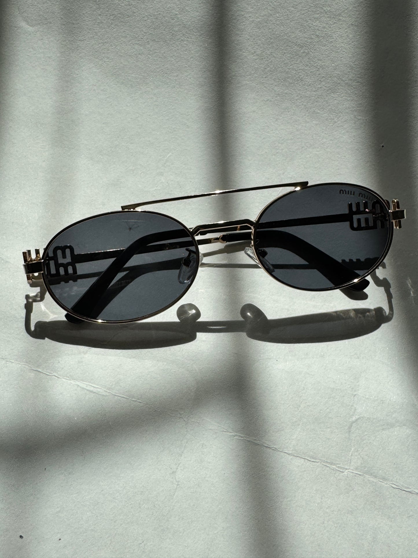 Mia Black Lens Round Aviator Sunglasses