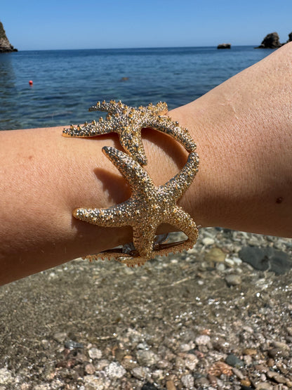 Gold Elastic Starfish Bangle