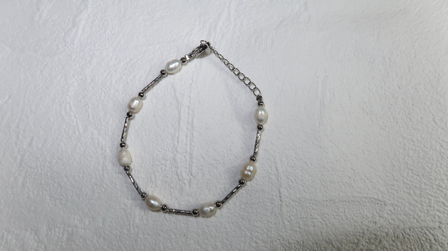 Freshwater Pearl Chain Bracelet - Gold or Silver