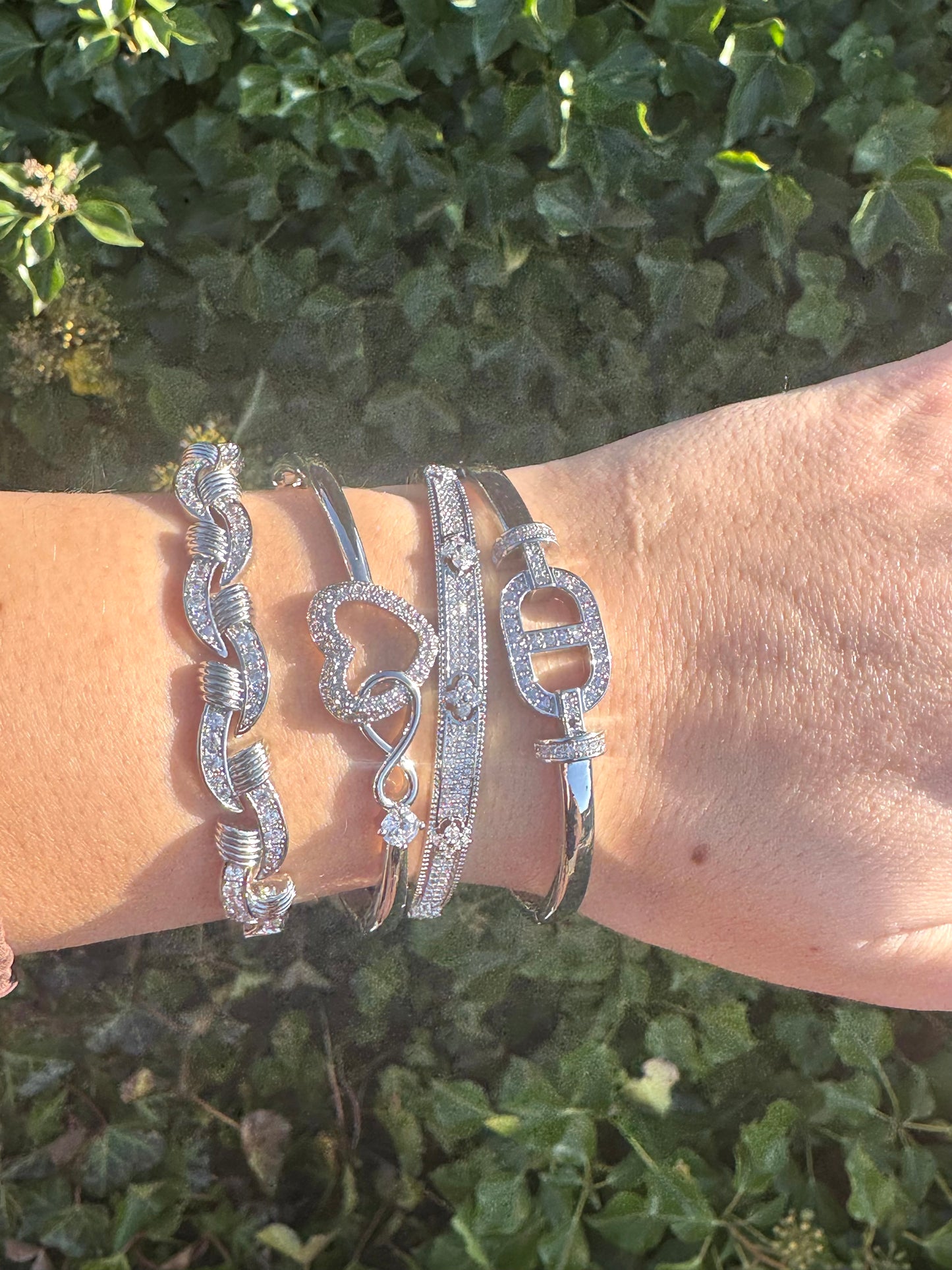 Diamond Silver Bangles - 4 options