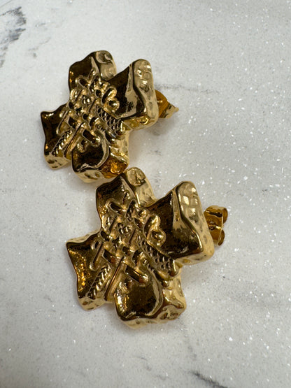 Vintage Gold Cross Studs