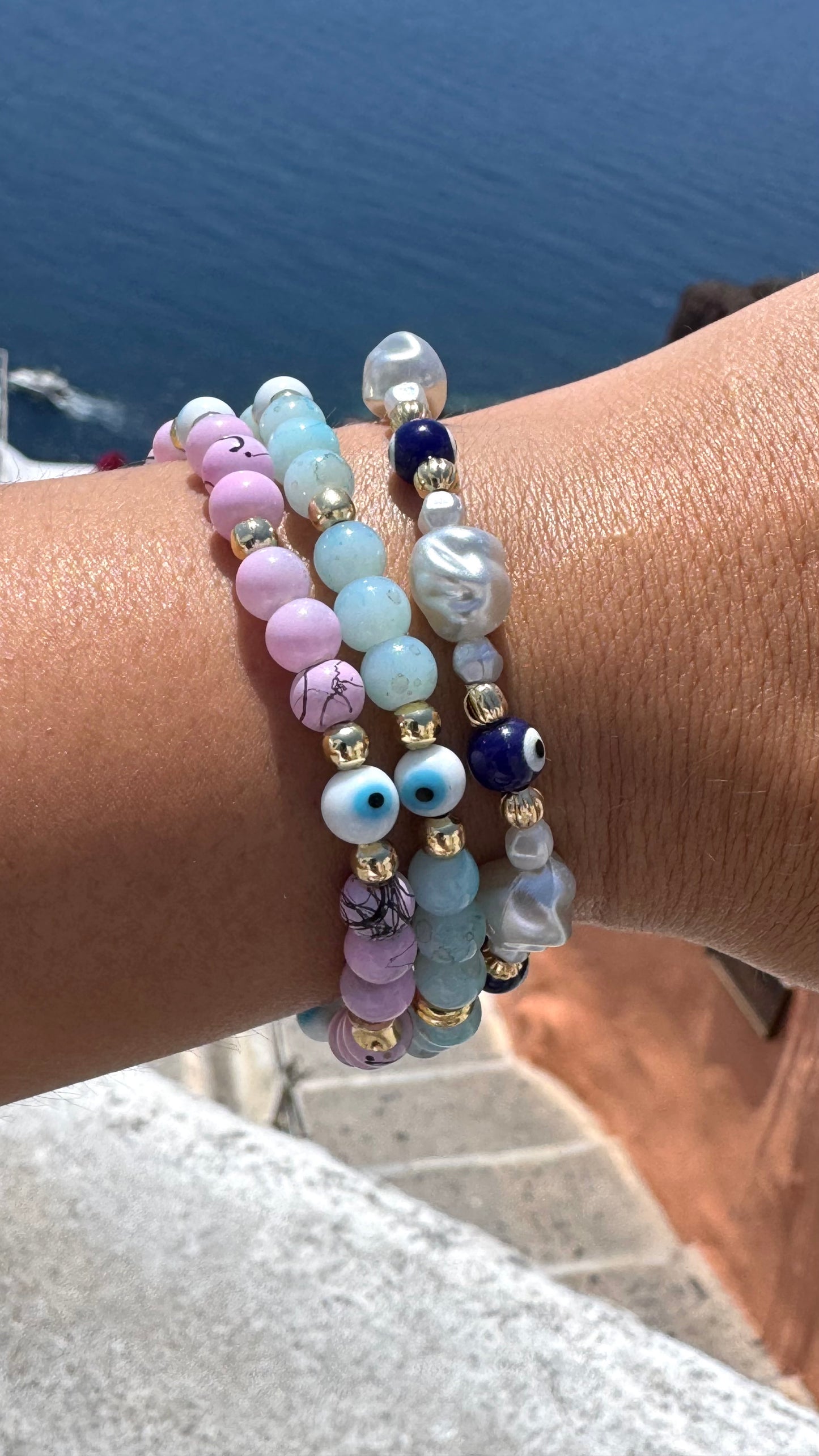 Santorini evil eye bracelets - 3 options