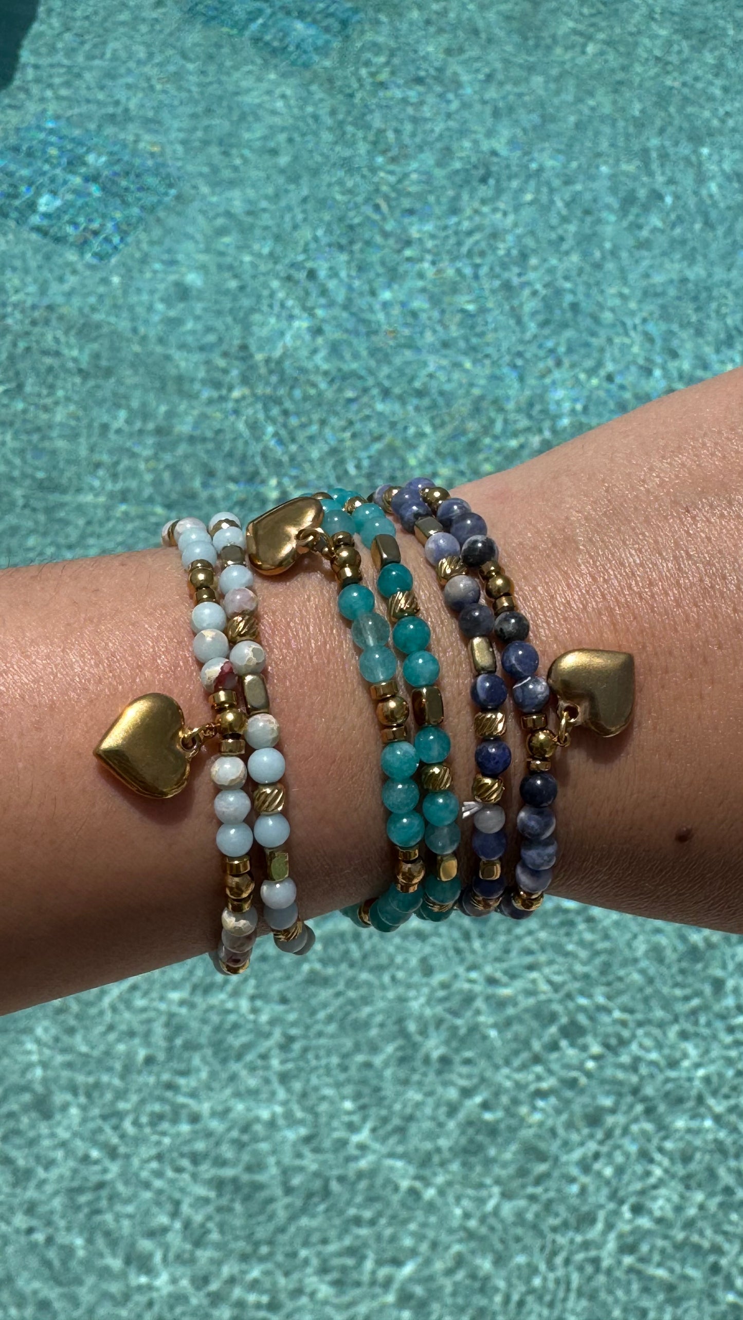 Heart Stone Bracelets - Various colours