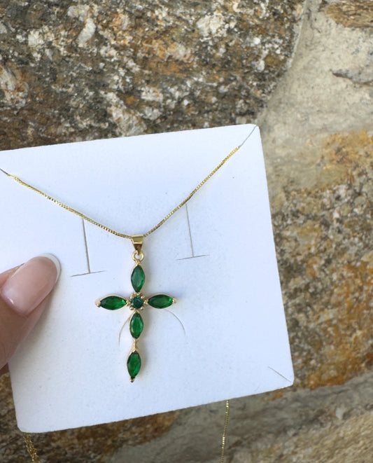 Green Long italic Cross