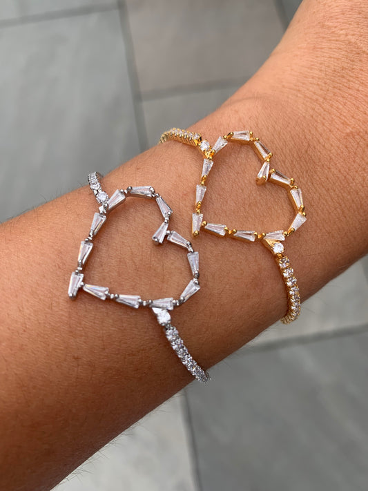 Silver only Heart Diamond Bracelet